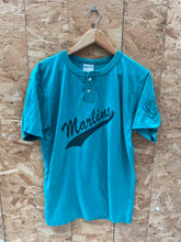 Vintage 80s Germantown Marlins Teal Baseball USA College T-Shirt Size L
